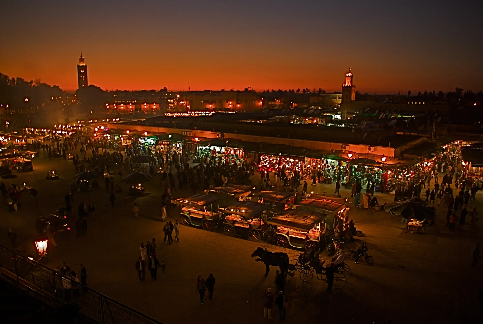 Jemaa el-Fna square in Marrakech at night
